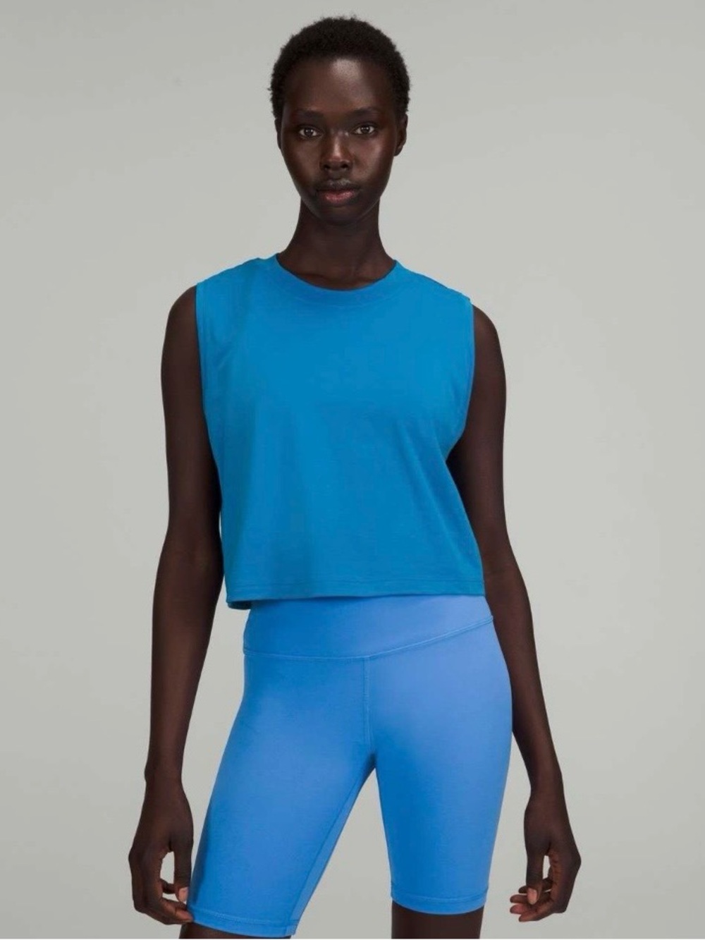 Lululemon All Yours Cropped Cotton Tank- Poolside
